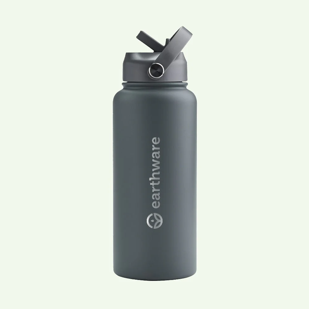 Earth Bottle Premium Insulated Water Bottle with 2 x Caps - Gray (1L)