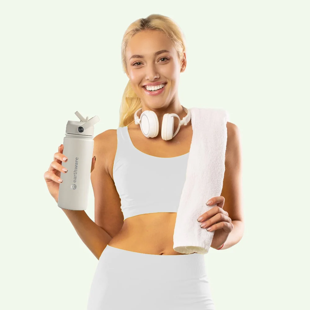 Earth Bottle Premium Insulated Water Bottle with 2 x Caps - Cream (550ml)