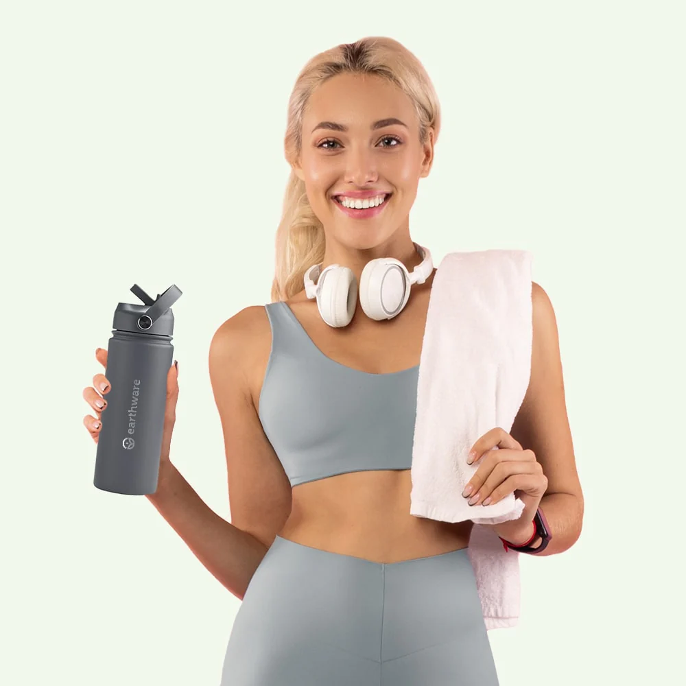 Earth Bottle Premium Insulated Water Bottle with 2 x Caps - Gray (550ml)