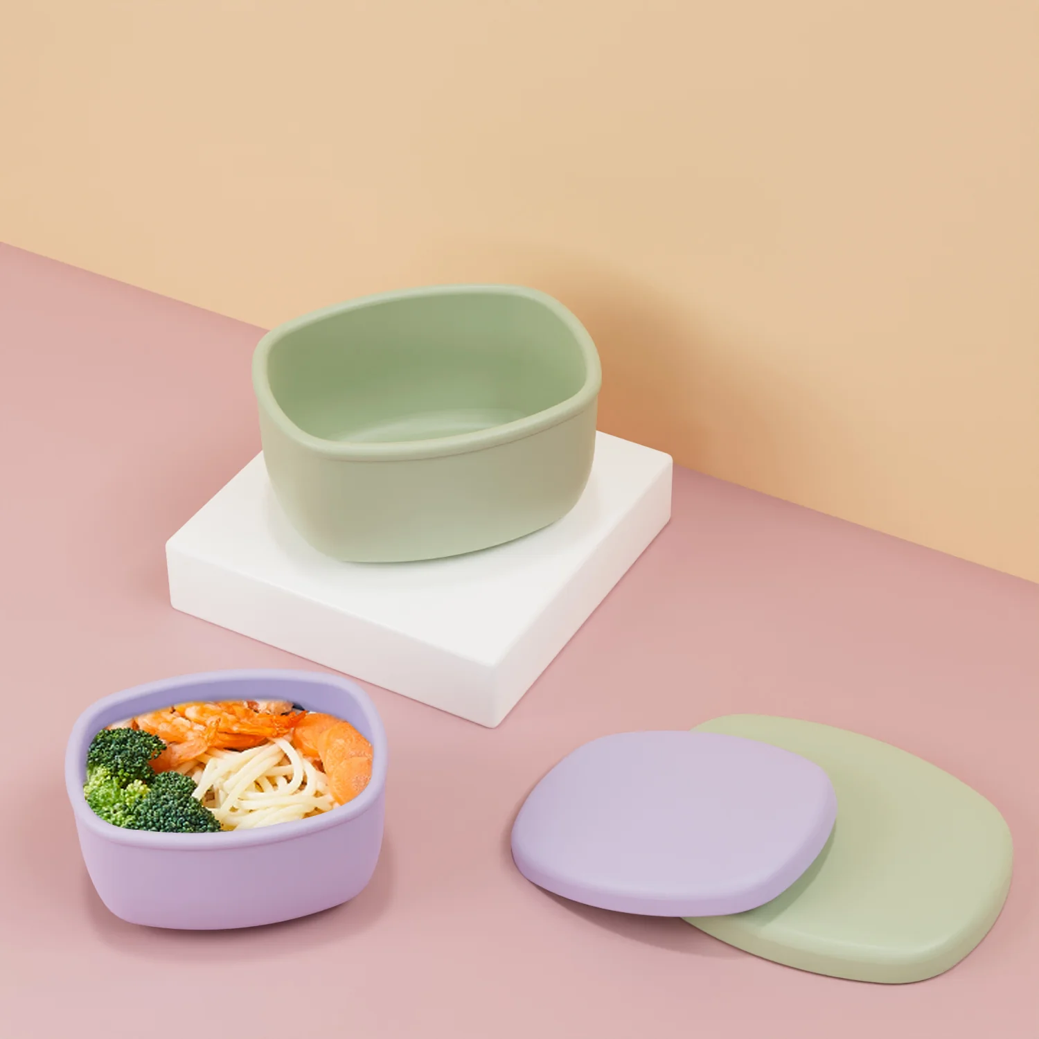 No-Tox Silicone Snack Box - 2 Pack - Pink (200ml + 350ml)