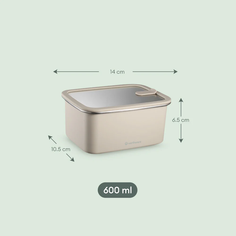 Stainless Steel Food Storage Container - Rectangle (600ml)