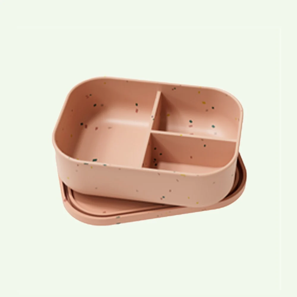 No-Tox Silicone Bento Lunch Box - 3 Compartments - Confetti Pink (715ml)