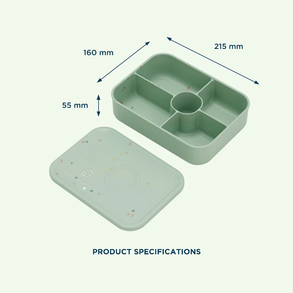 No-Tox Silicone Bento Lunch Box - 5 Compartments - Confetti Beige (1.2L)