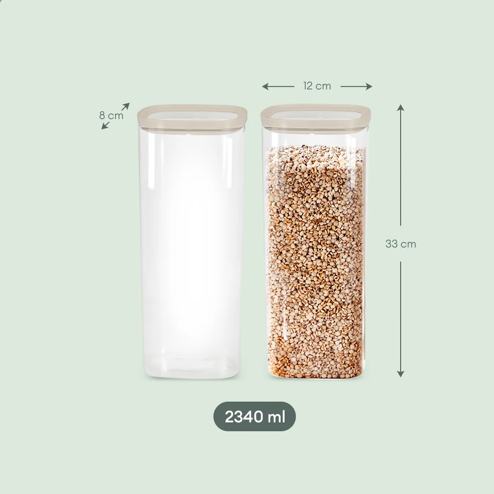 Cube Glass Pantry Storage Jars - 2 Pack (2340ml)