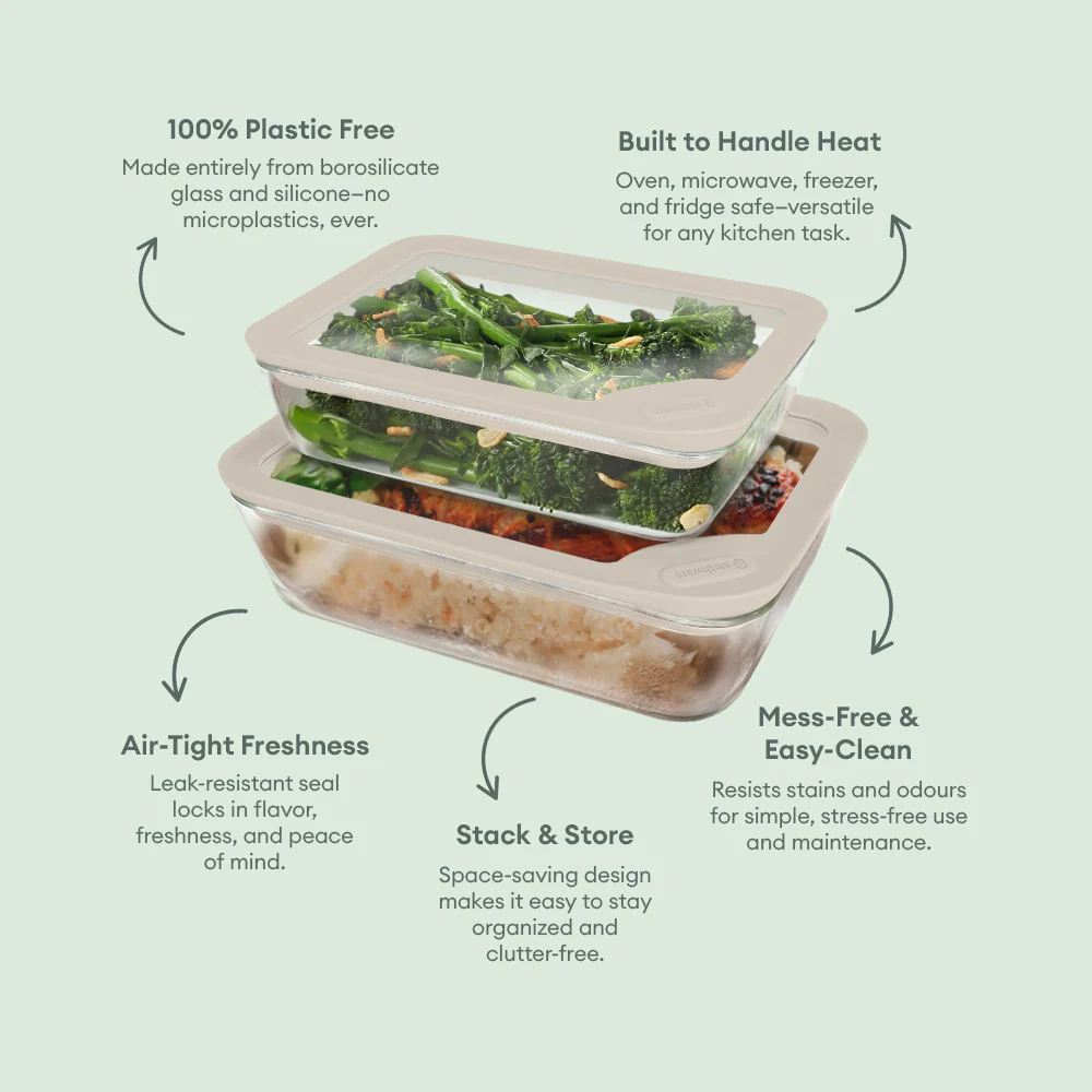 Glass Food Storage Containers - Rectangle (1530ml)