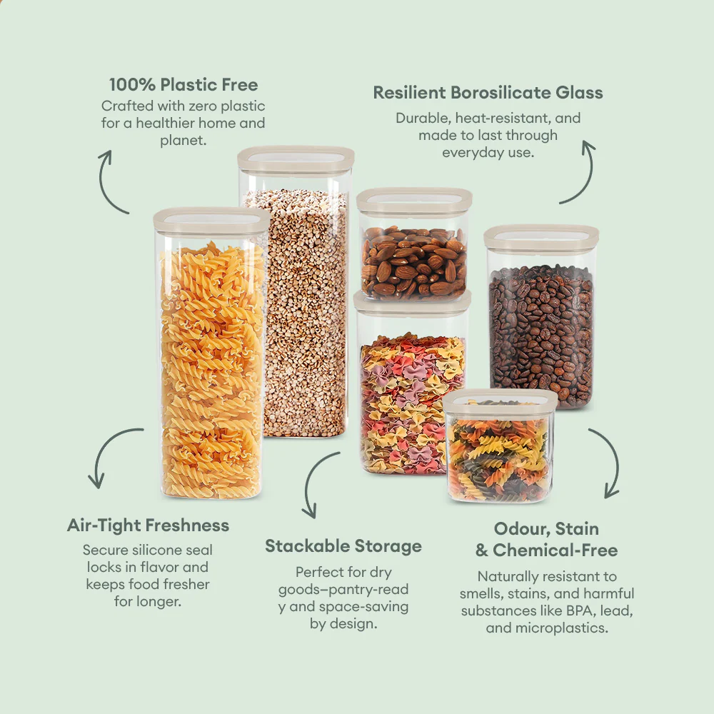 Cube Glass Pantry Storage Jars - Starter Set