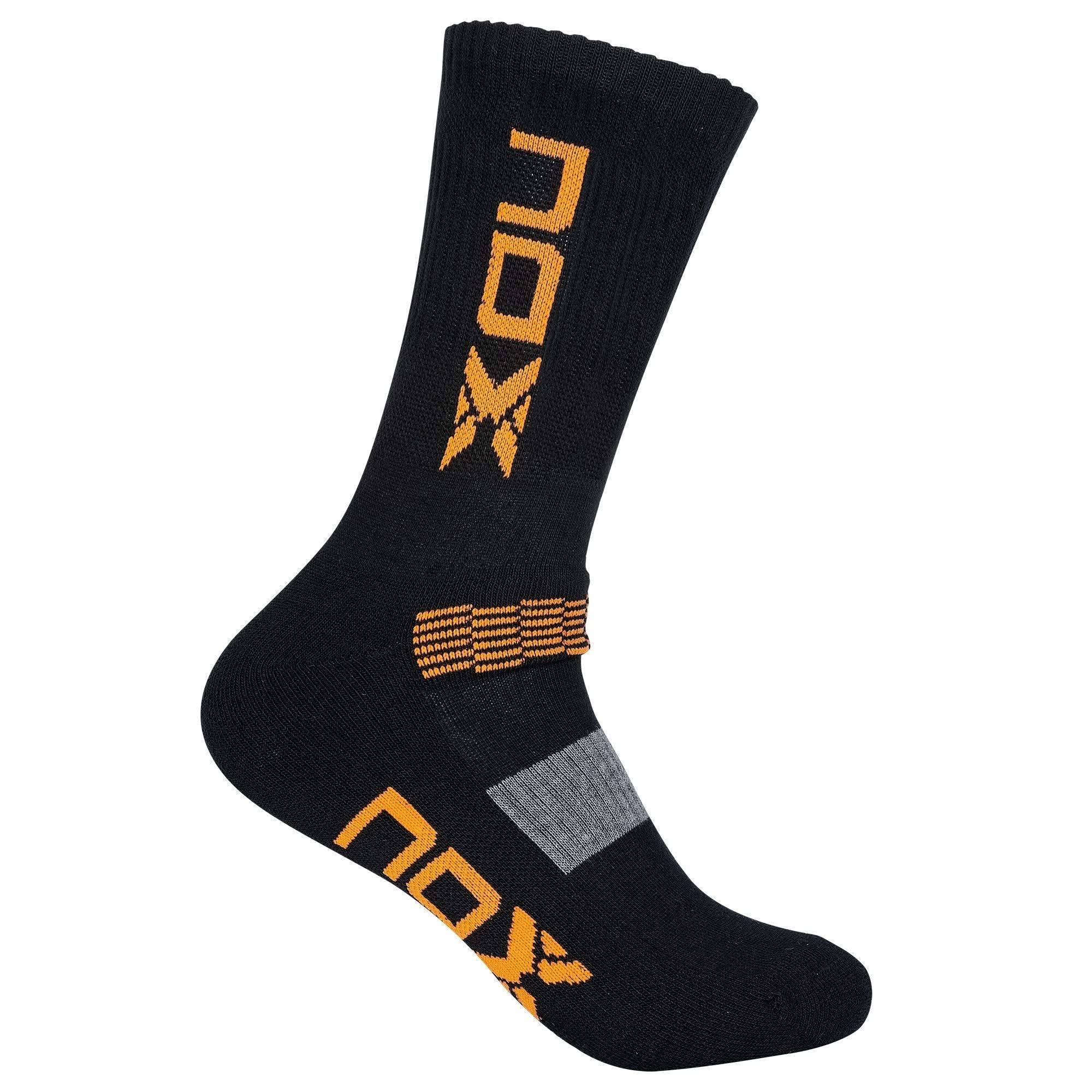 Bag of 6 pairs - Pack of technical crew socks in black/orange