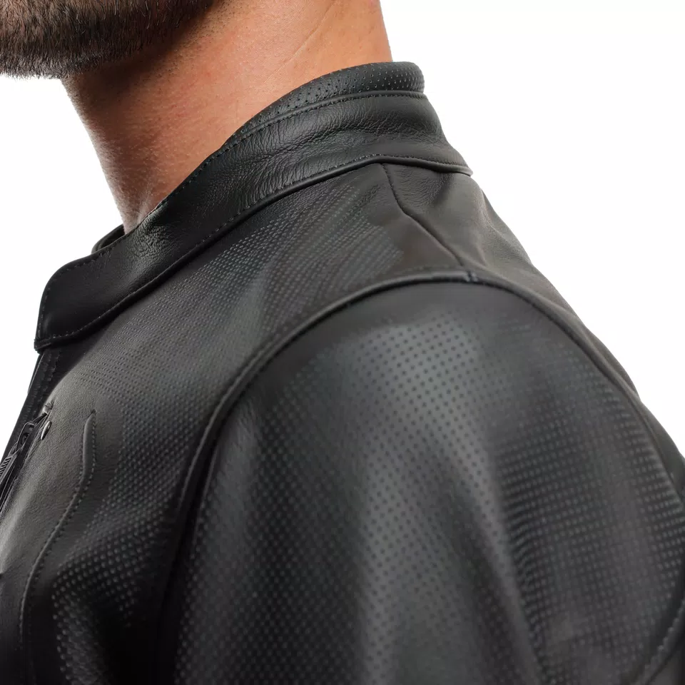 FULCRO QDF - MEN PERFORATED LEATHER MOTORCYCLE JACKET
