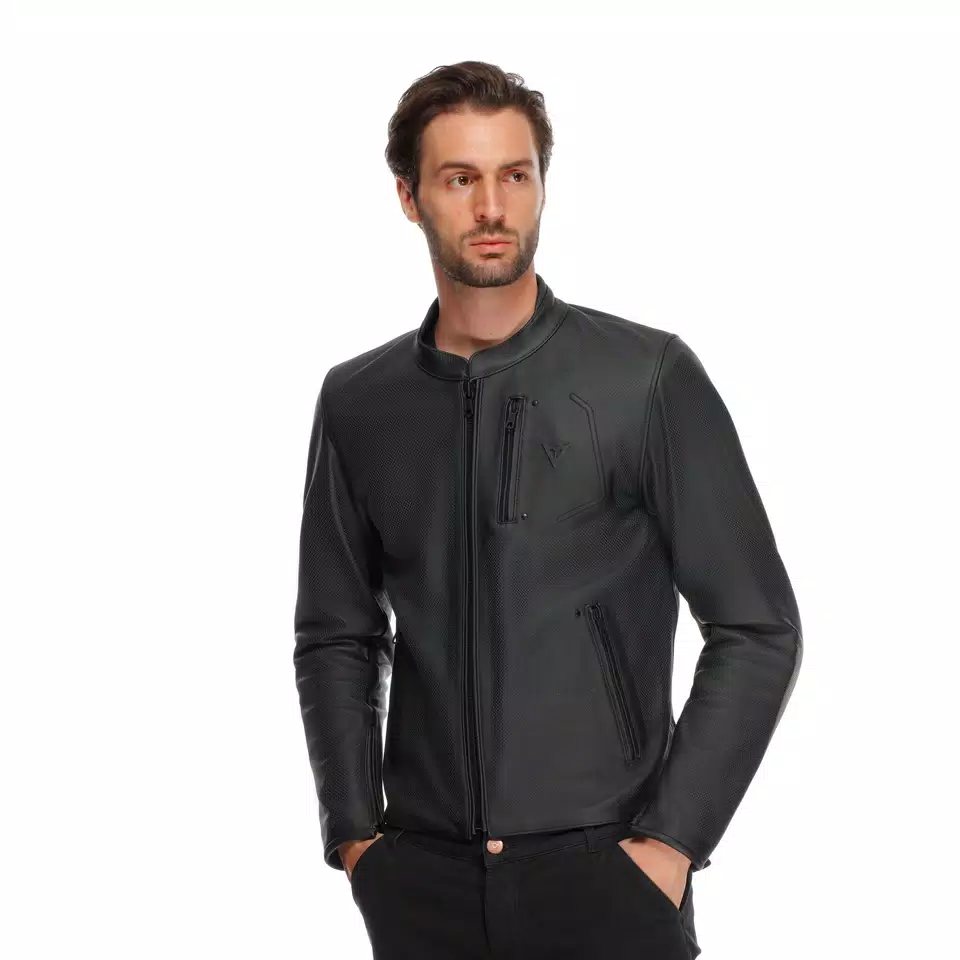 FULCRO QDF - MEN PERFORATED LEATHER MOTORCYCLE JACKET