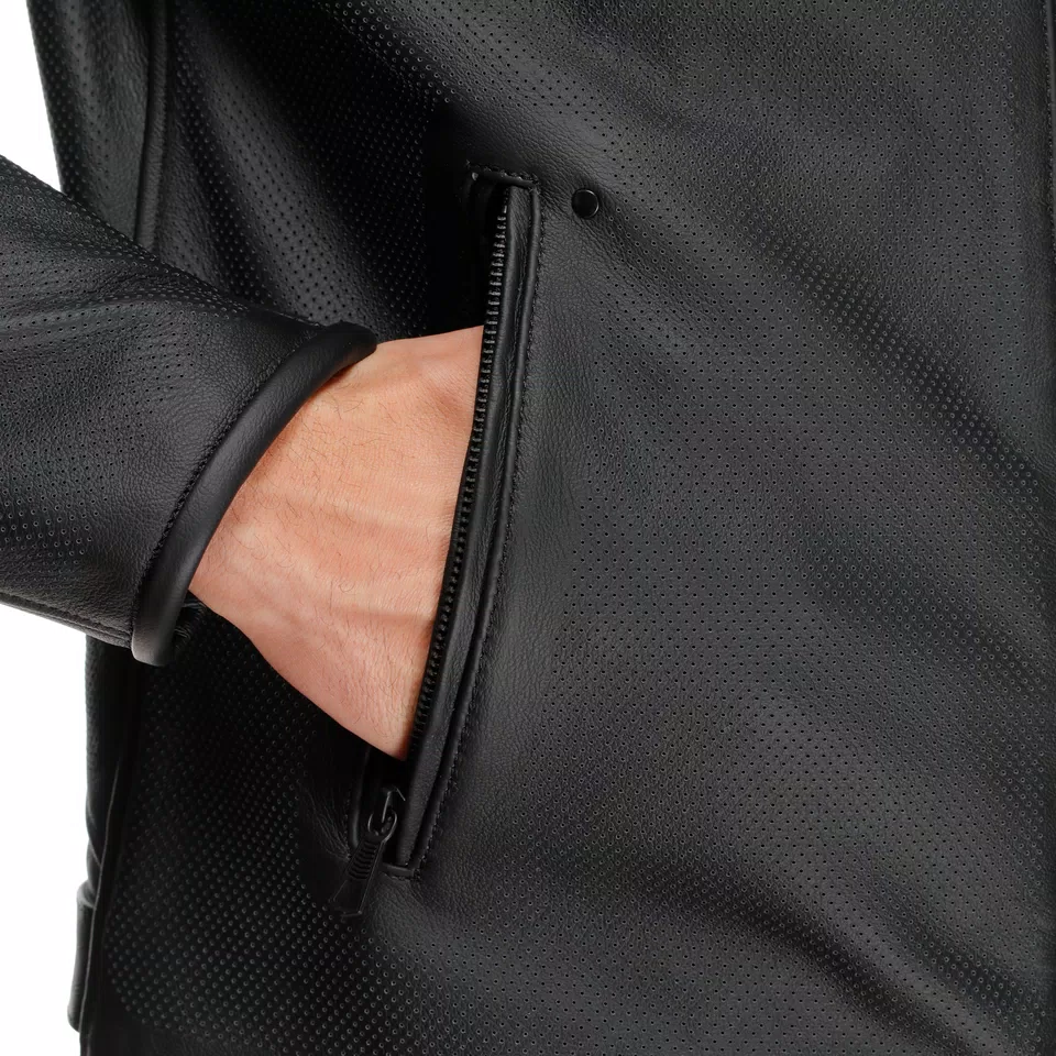 FULCRO QDF - MEN PERFORATED LEATHER MOTORCYCLE JACKET