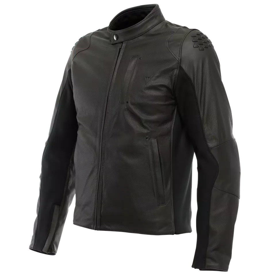 ISTRICE - MEN'S MOTORCYCLE PERFORATED LEATHER JACKET