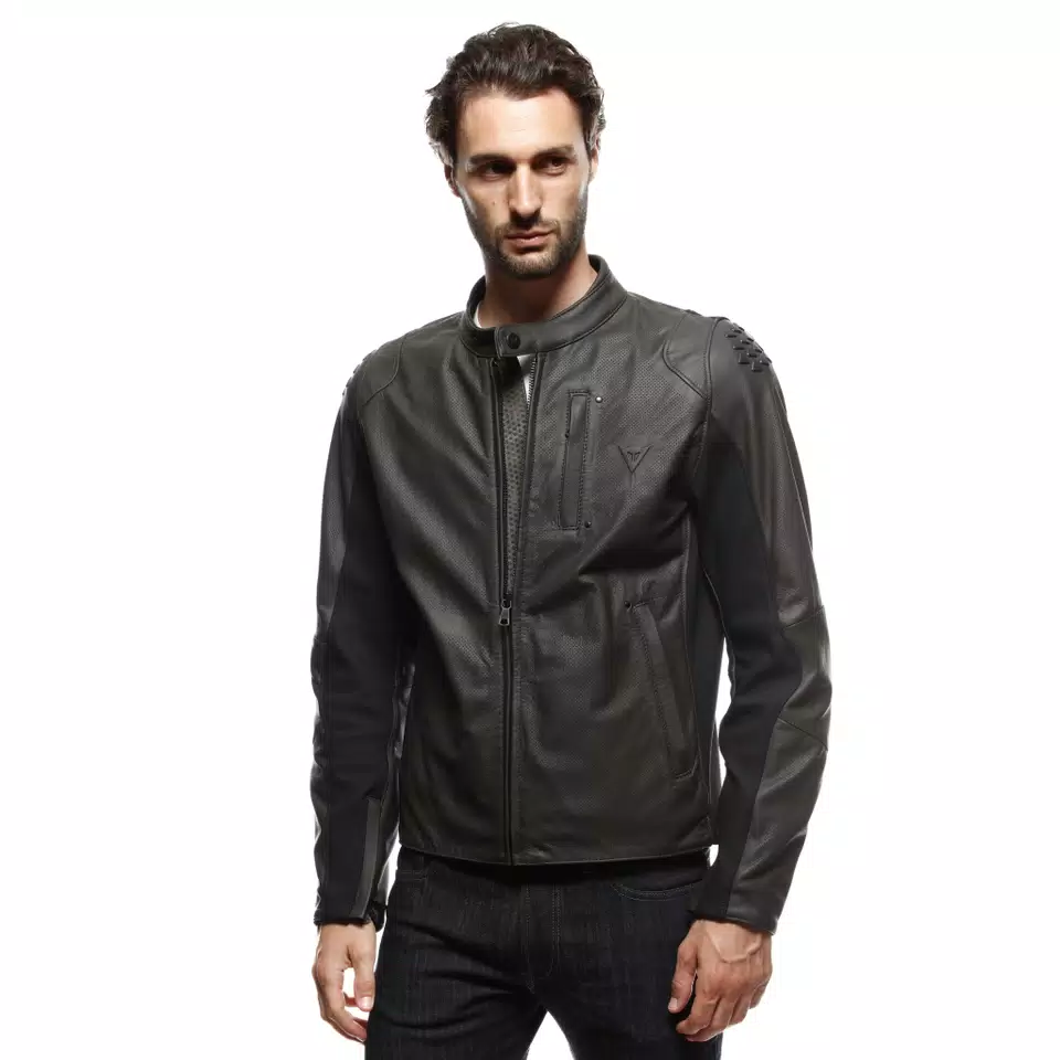 ISTRICE - MEN'S MOTORCYCLE PERFORATED LEATHER JACKET
