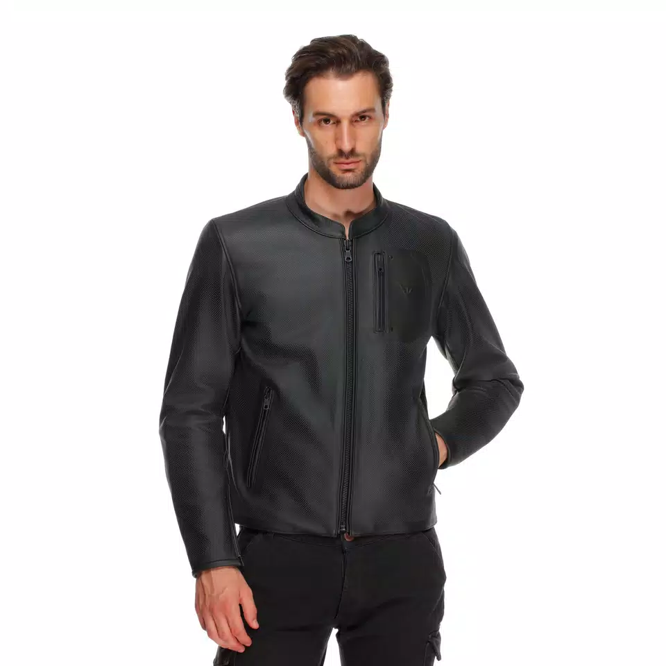 FULCRO QDF - MEN PERFORATED LEATHER MOTORCYCLE JACKET