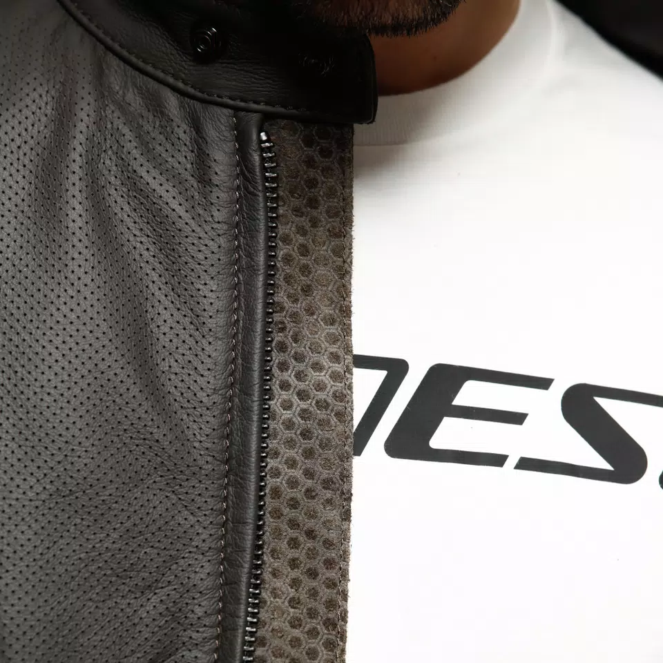 ISTRICE - MEN'S MOTORCYCLE PERFORATED LEATHER JACKET