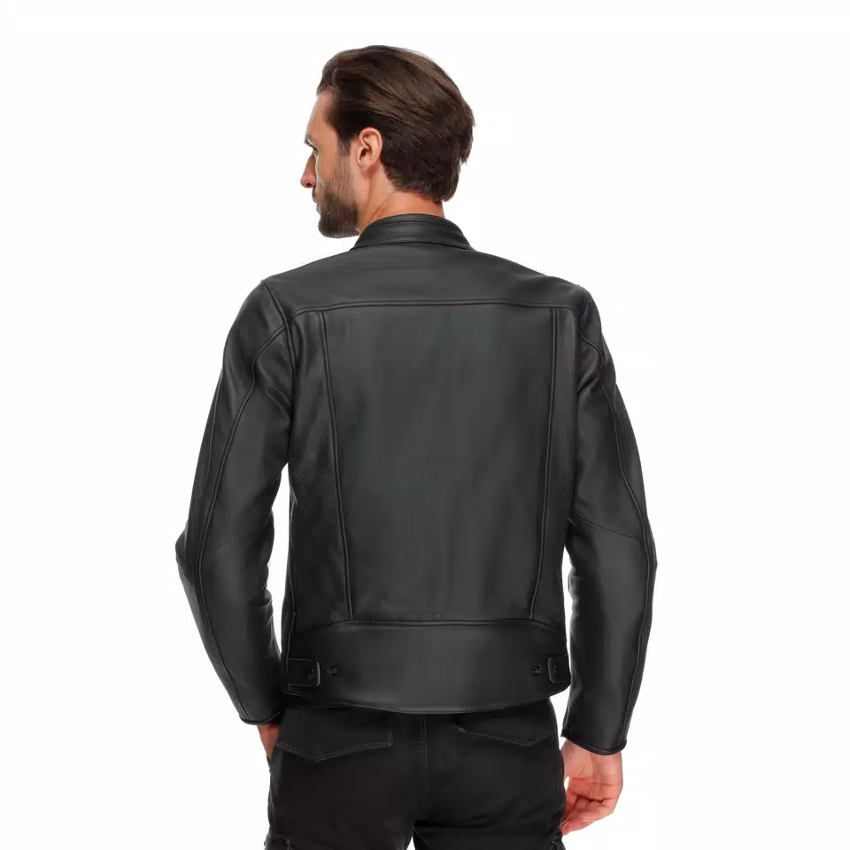 FULCRO QDF - MEN PERFORATED LEATHER MOTORCYCLE JACKET