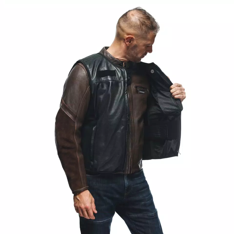 SMART JACKET LEATHER - MEN'S MOTORCYCLE LEATHER VEST WITH INTEGRATED AIRBAG