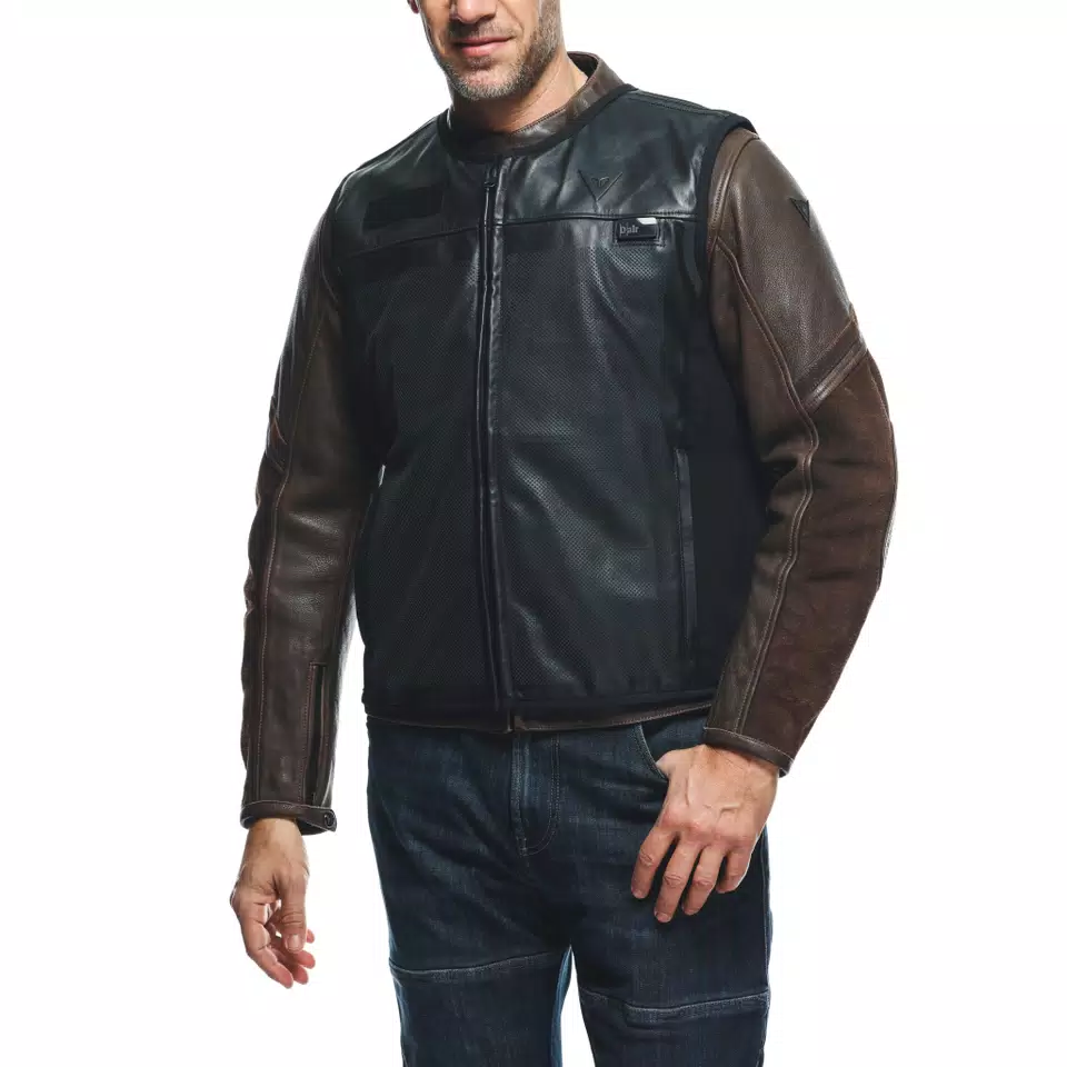 SMART JACKET LEATHER - MEN'S MOTORCYCLE LEATHER VEST WITH INTEGRATED AIRBAG