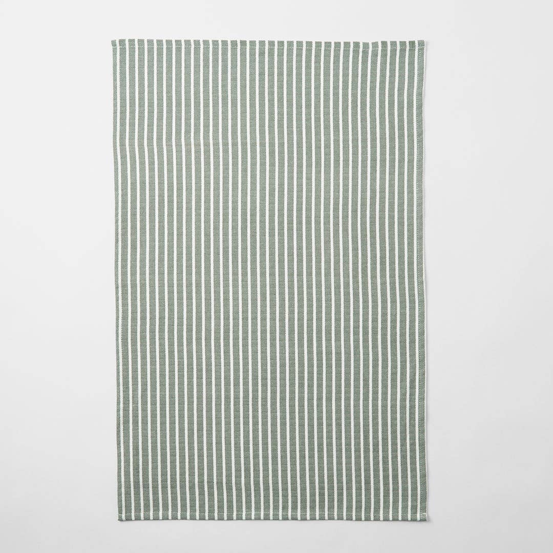 Yarn Dye Stripe Tea Towel Set Of 3 - Khaki