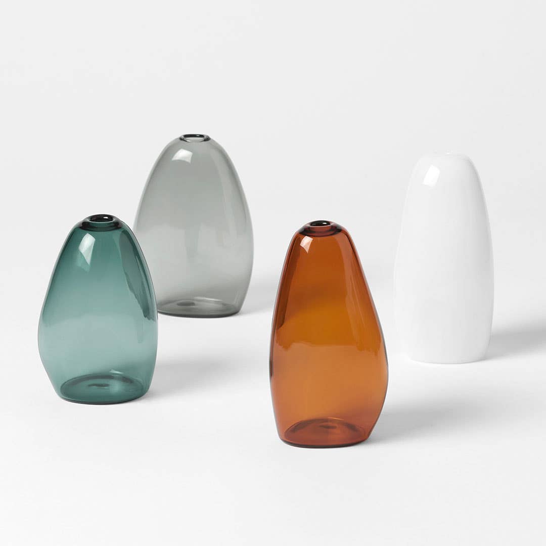 Pebble Stone Shaped Glass Vase - White