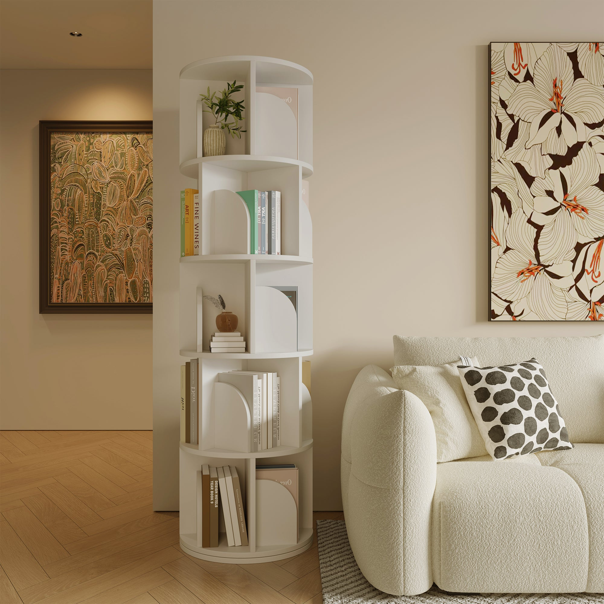 Yowos Rotating Bookshelf 360 Degree Storage Rack