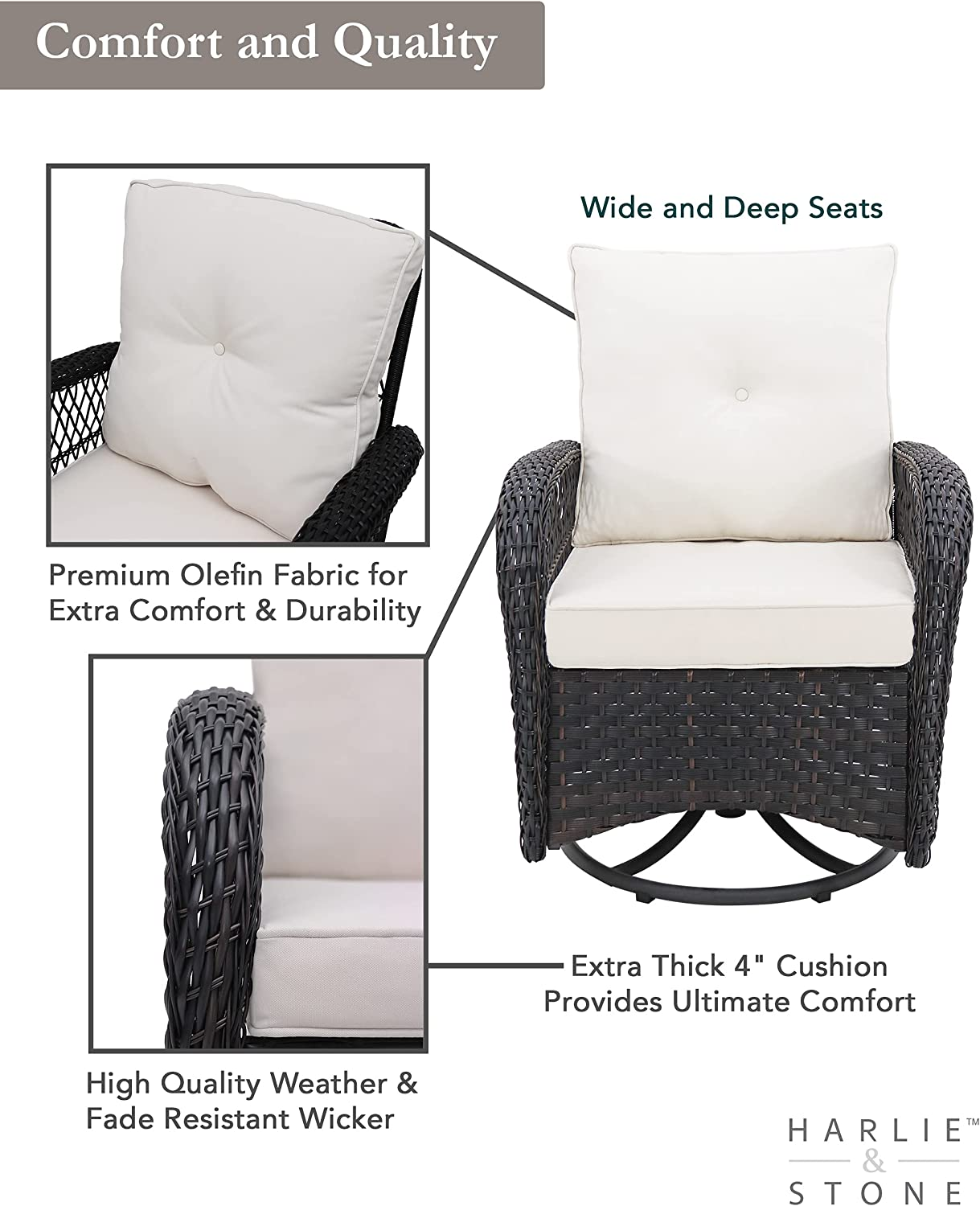 360-Degree Outdoor Patio Swivel Rocker