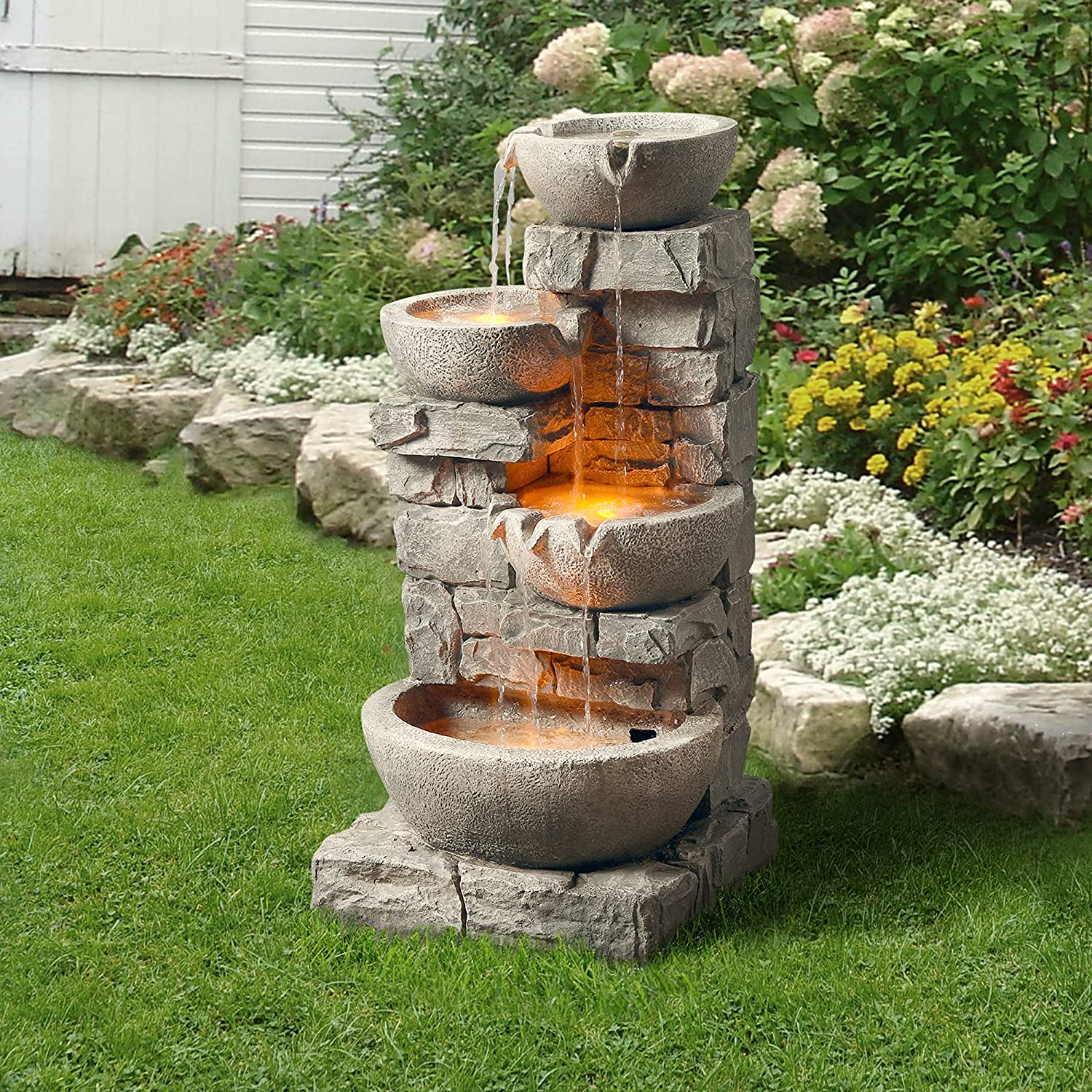 🎉Today's Specials🔥4 Tiered Stacked Stone Waterfall Fountain