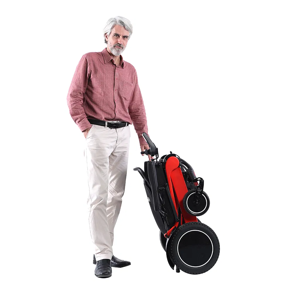 High Tech Carbon Fiber Material Power Portable Folding Electric Brush Less Motor Wheelchair