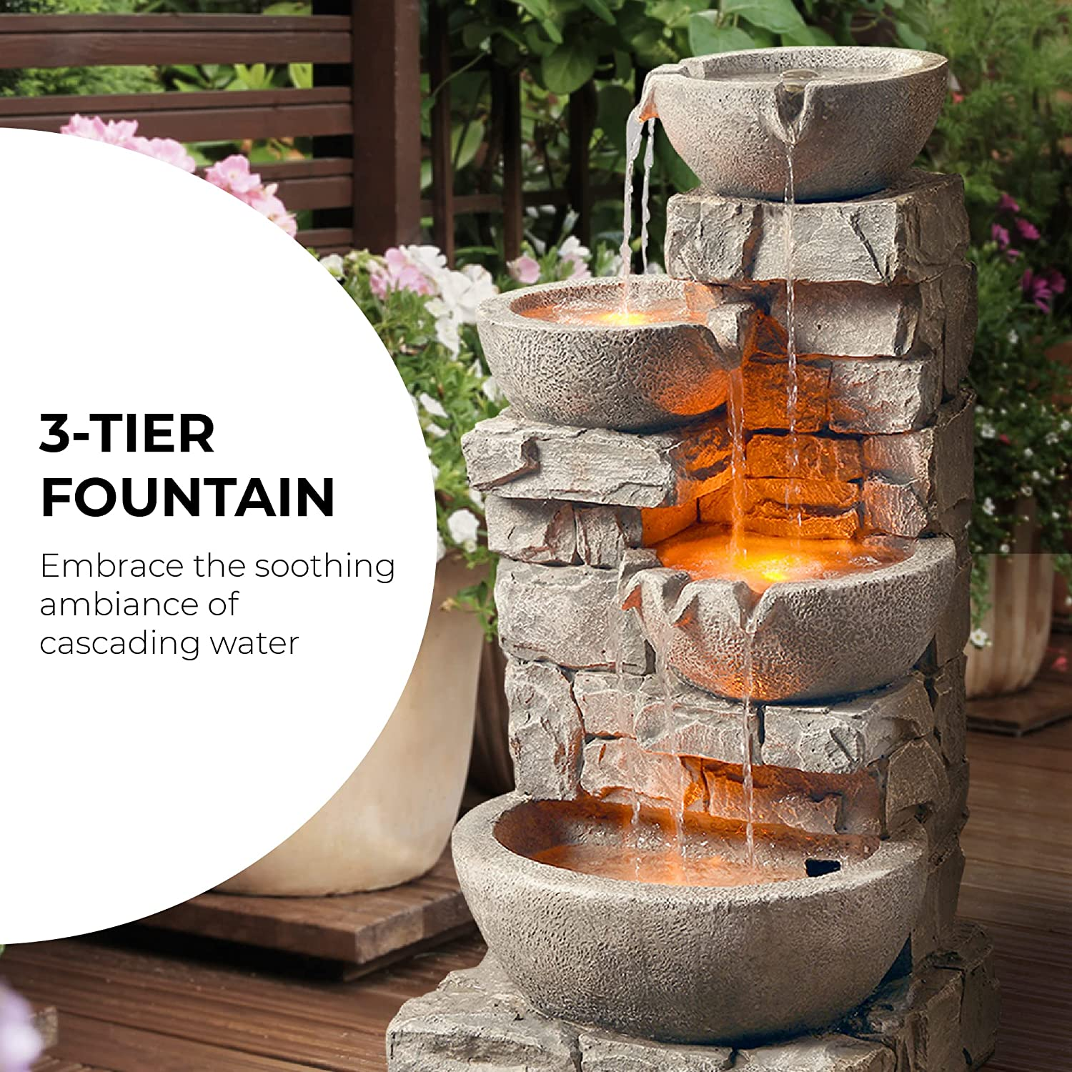 🎉Today's Specials🔥4 Tiered Stacked Stone Waterfall Fountain