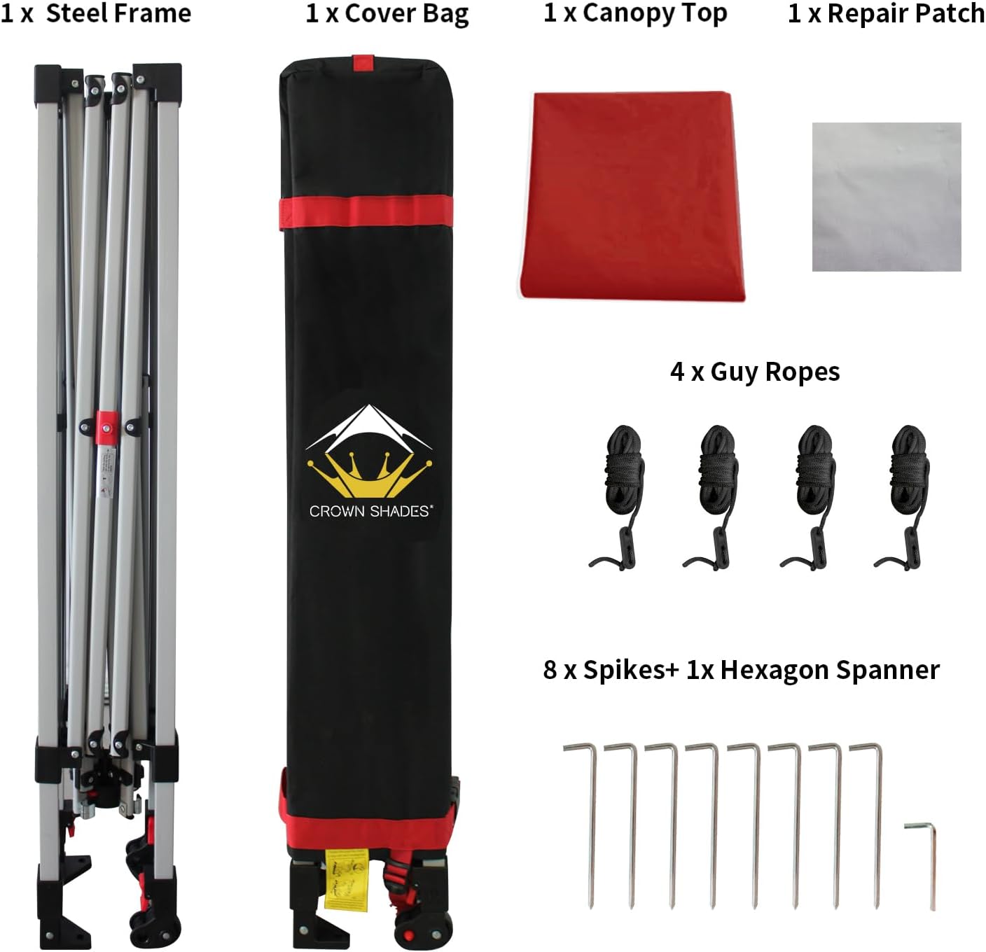 CROWN SHADES 10x10 Pop Up Canopy - Beach Tent with One Push Setup - Easy Outdoor Sun Shade for Events, Parties, Camping - Gazebo with STO-N-Go Cover Bag, Silver Coated Top, Black