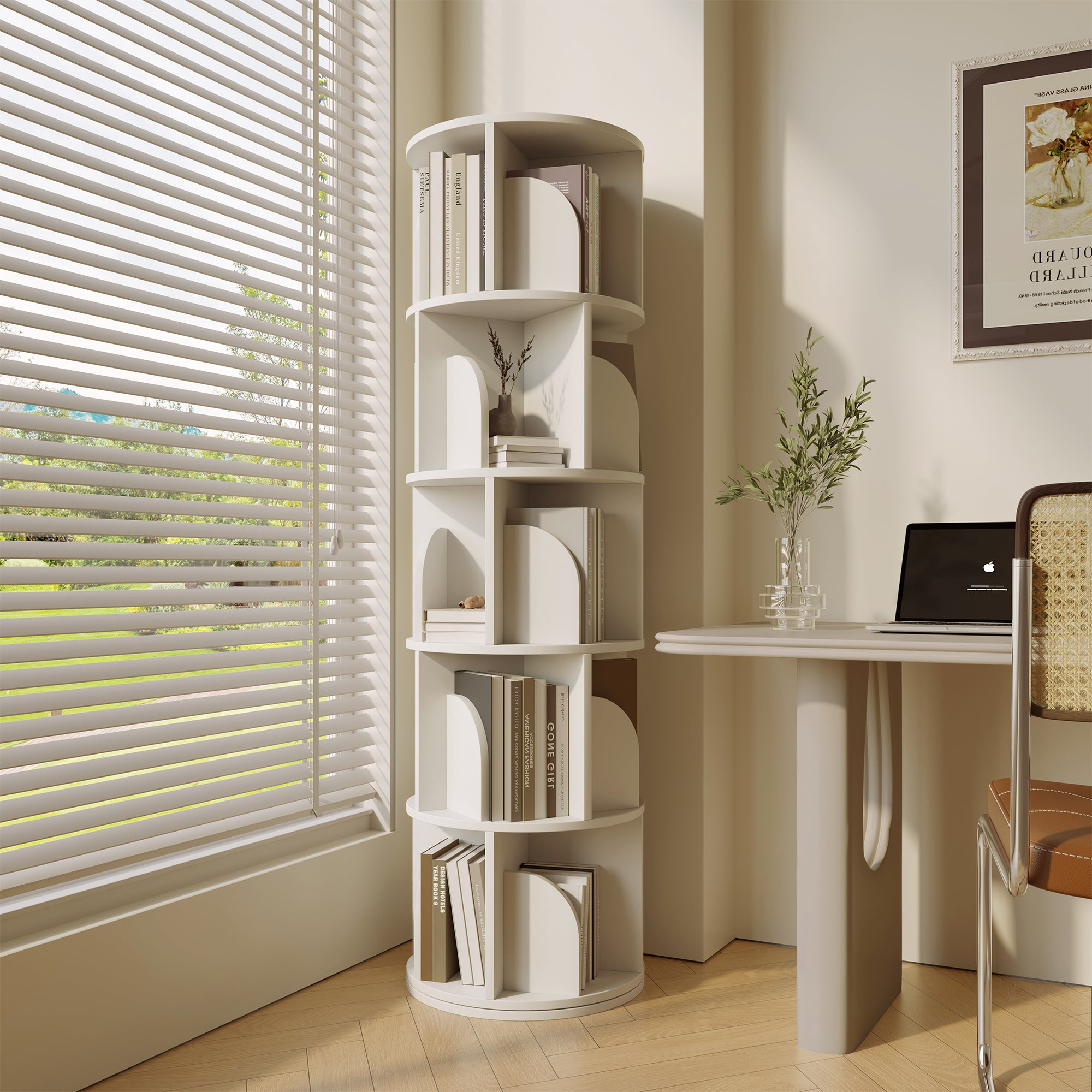 Yowos Rotating Bookshelf 360 Degree Storage Rack