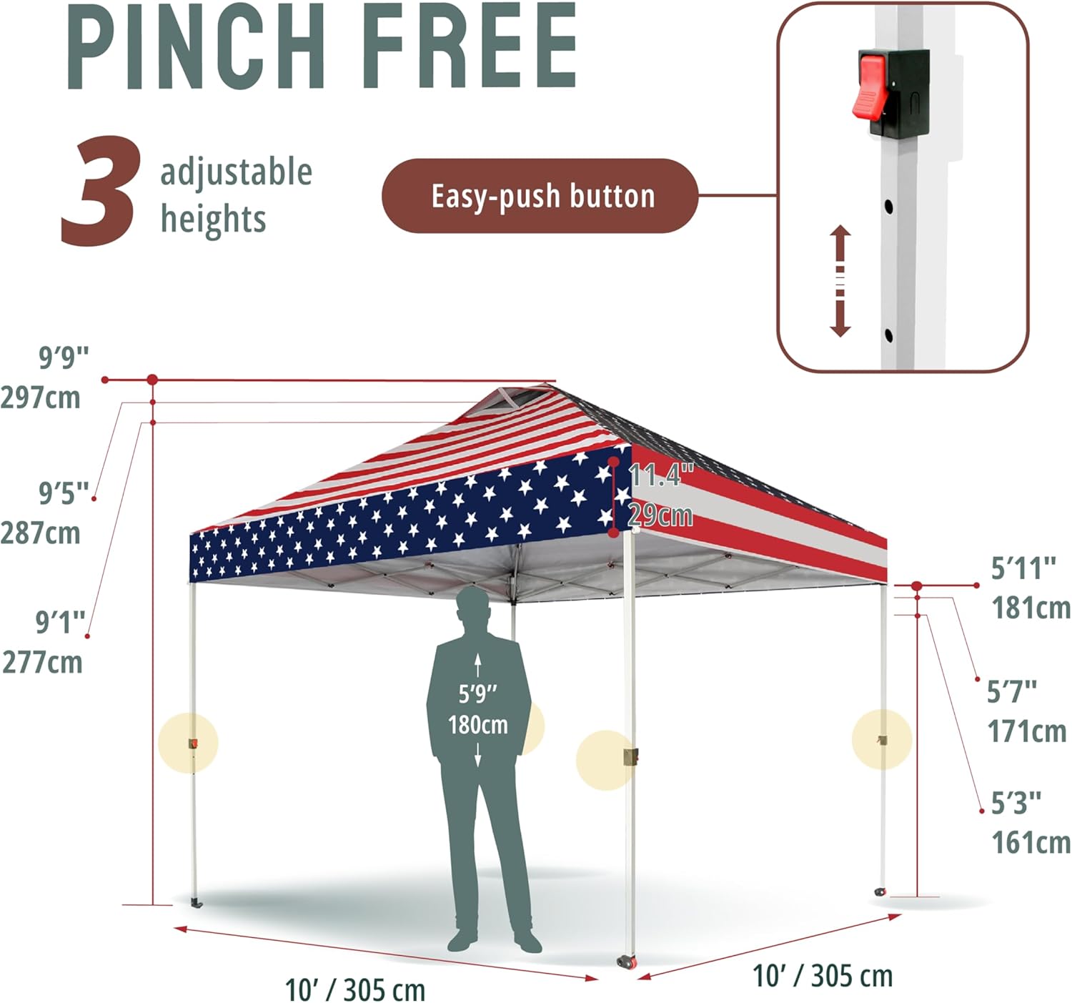 CROWN SHADES 10x10 Pop Up Canopy - Beach Tent with One Push Setup - Easy Outdoor Sun Shade for Events, Parties, Camping - Gazebo with STO-N-Go Cover Bag, Silver Coated Top, Black