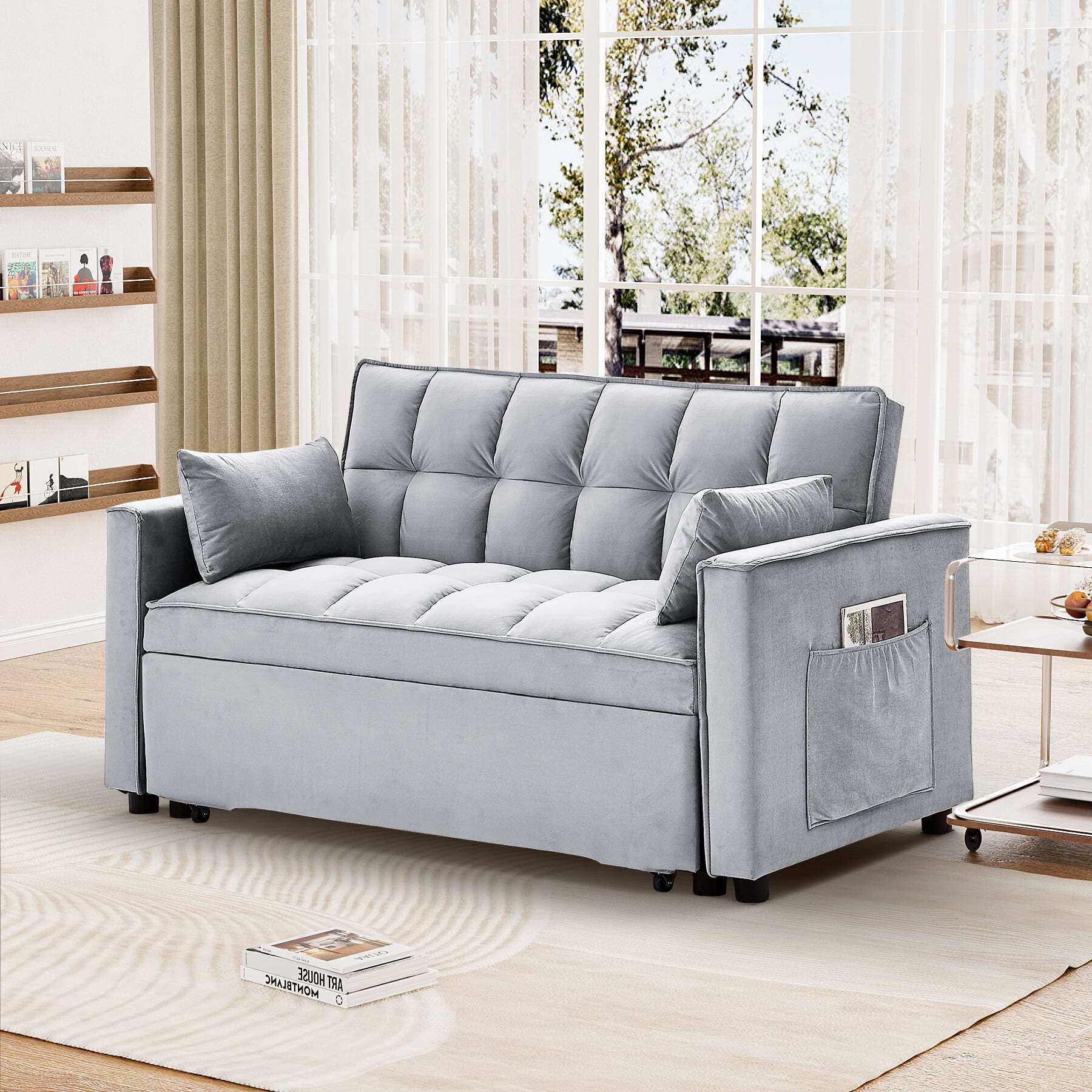 📢 New Year Sale✨Metal Twin 3 in 1 Convertible Sleeper Sofa Couch with Pullout Bed