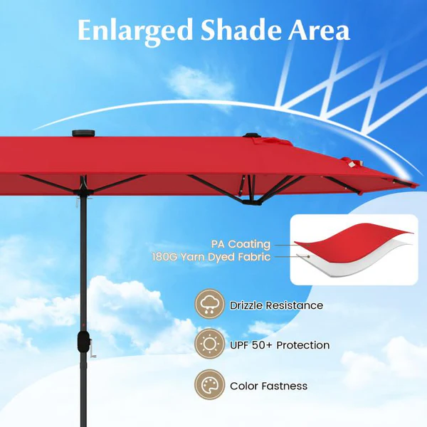 🔥Last day 49% discount- Solar LED Patio Double-Sided Umbrella