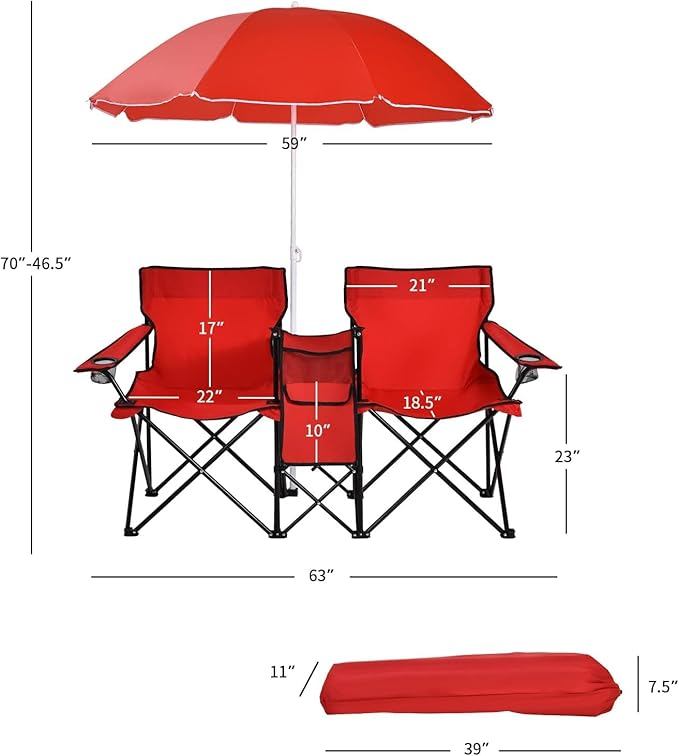 💝Last Day Sale - Folding Double Camping Chair with Mini Table🔥Buy 2 Free Shipping
