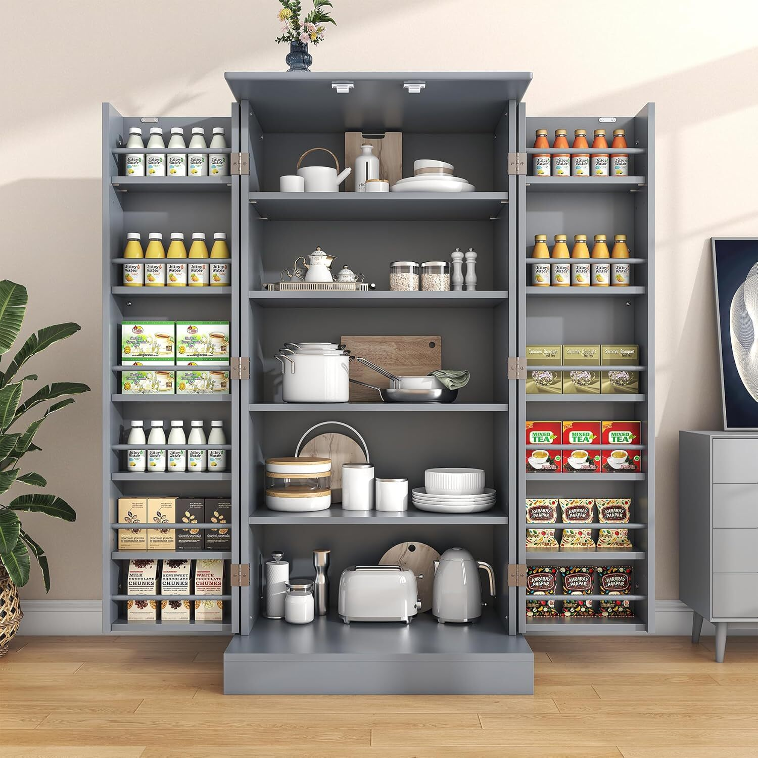 🔥HOT SALE🔥 47” Kitchen Pantry Cabinet with LED