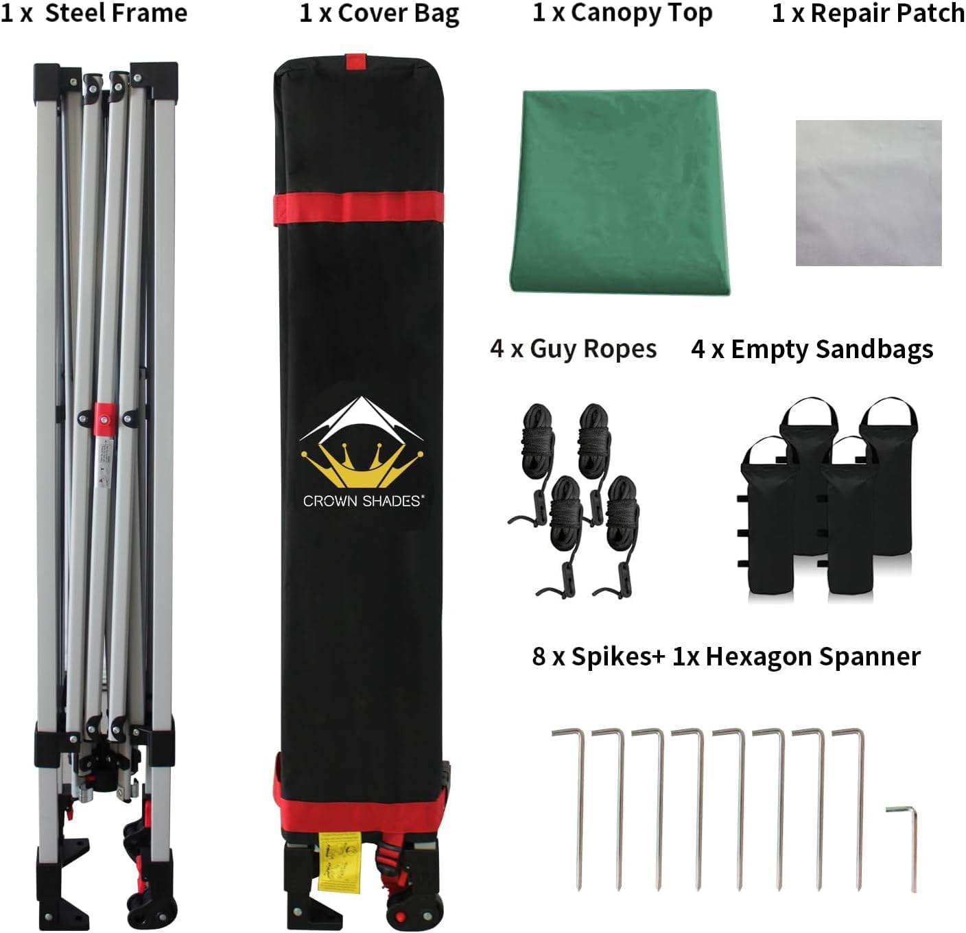 CROWN SHADES 10x10 Pop Up Canopy - Beach Tent with One Push Setup - Easy Outdoor Sun Shade for Events, Parties, Camping - Gazebo with STO-N-Go Cover Bag, Silver Coated Top, Black