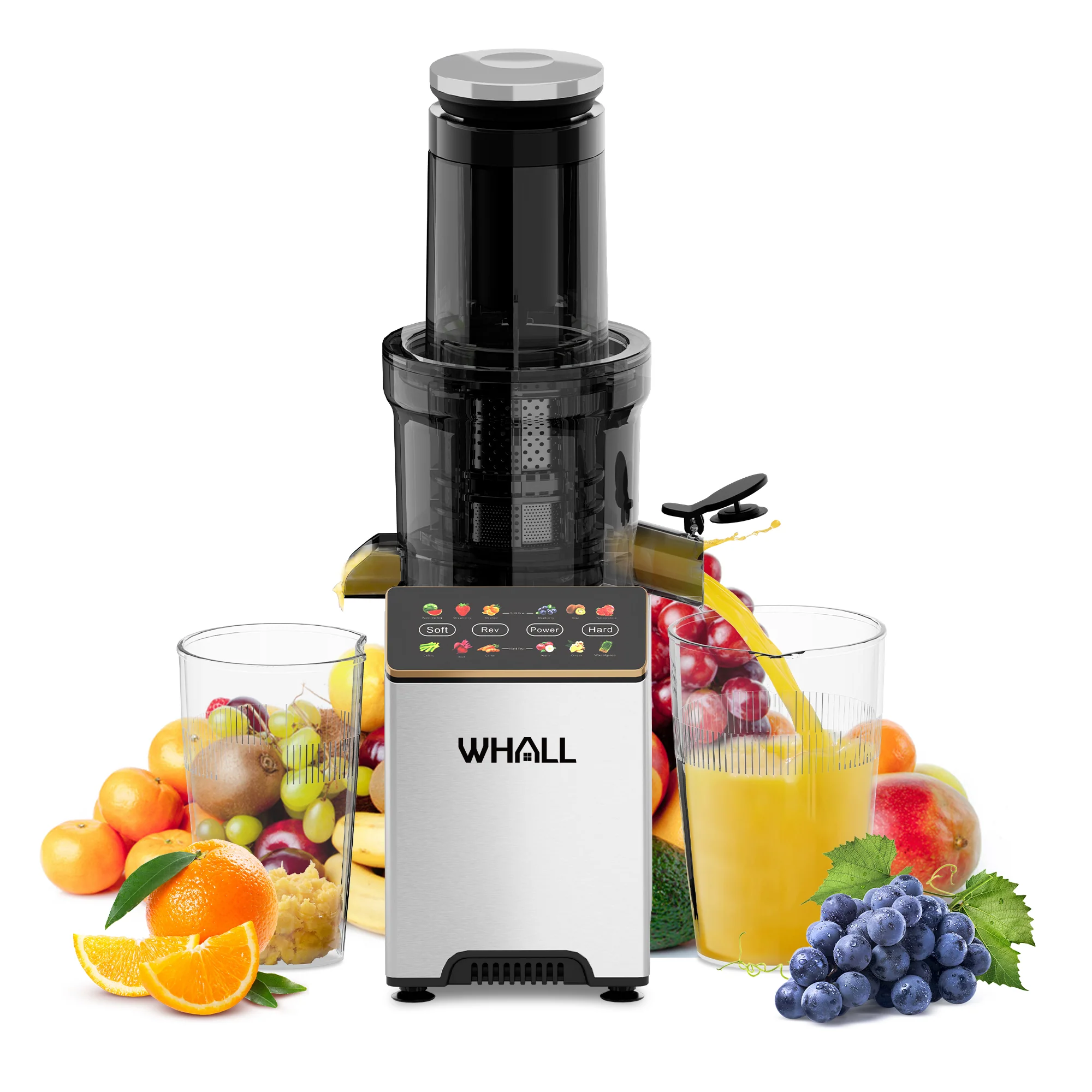 WHALL® Cold Press Juicer Machine with Touchscreen, Slow Masticating Machines with 3