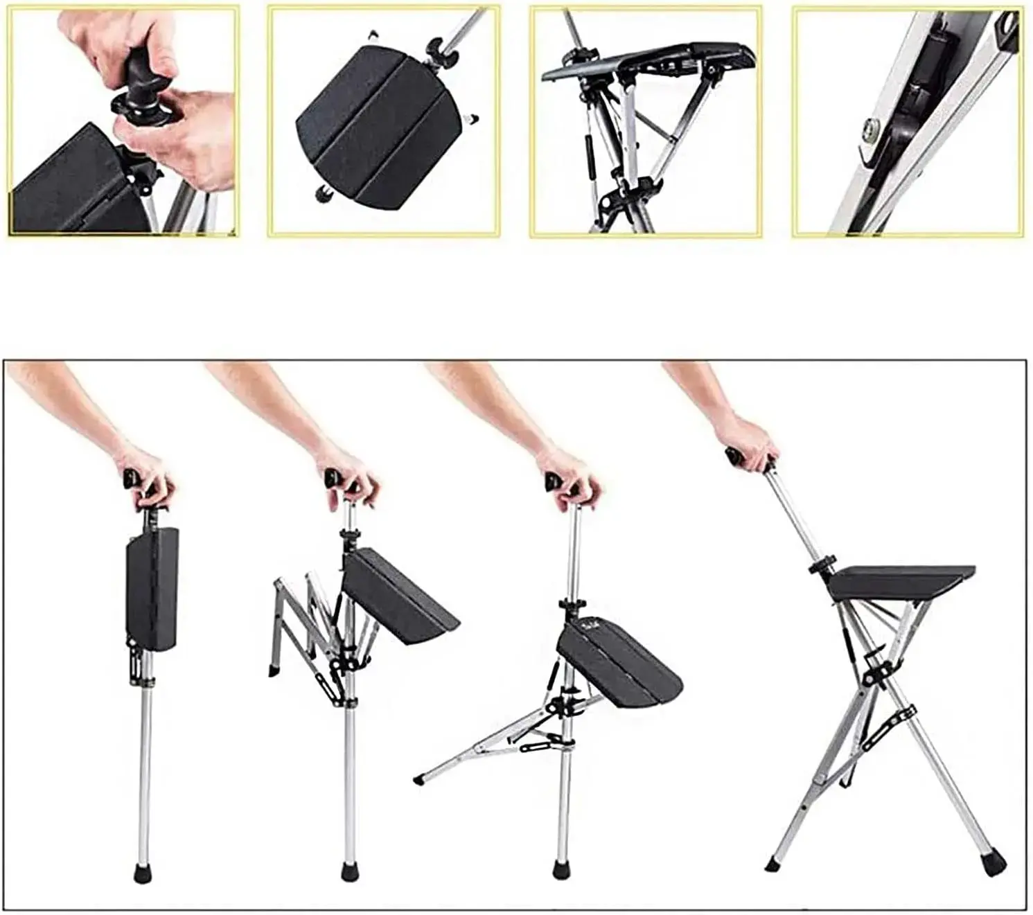 🎁💋Buy two free shipping 😍Multifunction Telescopic Folding Walking Aid Cane Chair
