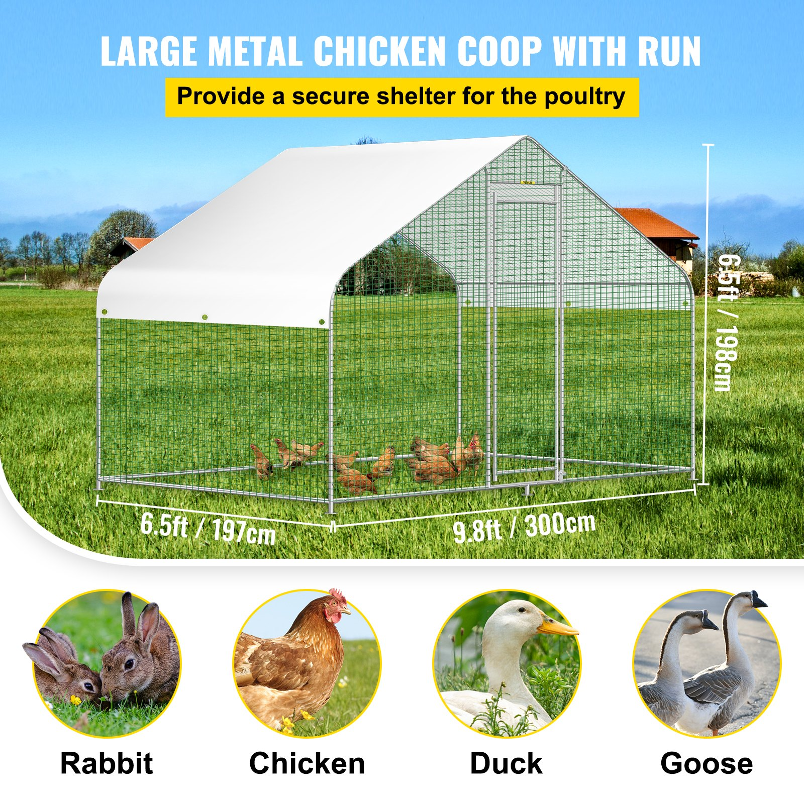 ⏰ Clearance Sale Today🔥Large Metal Chicken Coop