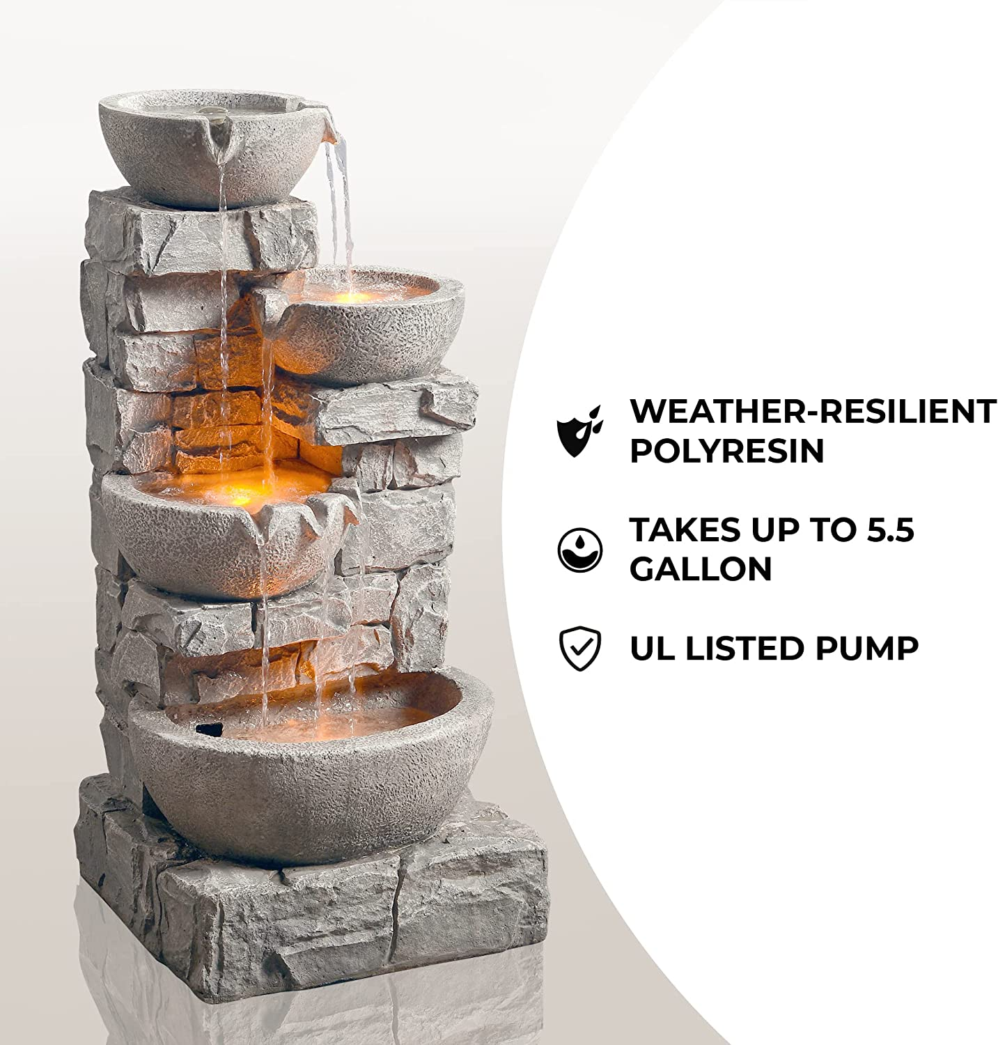 🎉Today's Specials🔥4 Tiered Stacked Stone Waterfall Fountain