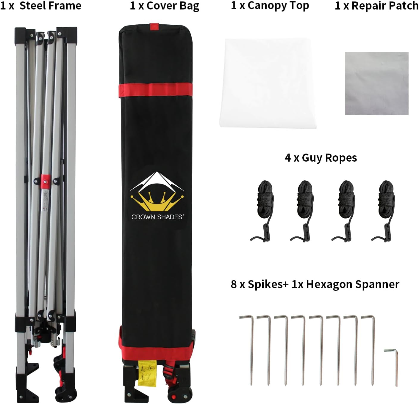 CROWN SHADES 10x10 Pop Up Canopy - Beach Tent with One Push Setup - Easy Outdoor Sun Shade for Events, Parties, Camping - Gazebo with STO-N-Go Cover Bag, Silver Coated Top, Black