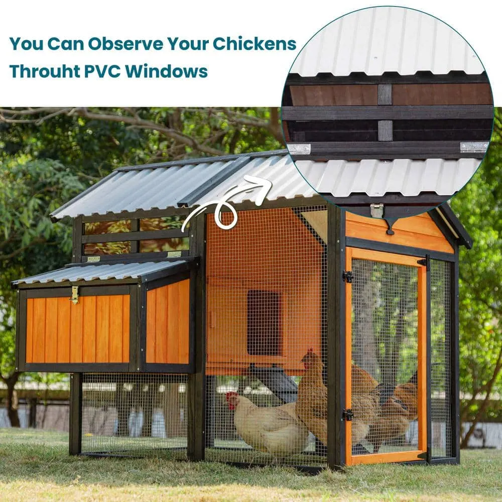 🛎️CLEARANCE!!!🔥48.6 in-Wooden Chicken Coop with Waterproof PVC Roof(For 6~8Chickens)🐔