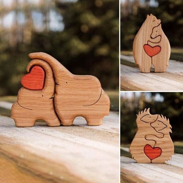 🎁Best Gift💕Hand-Carved Wooden Cuddling Animals