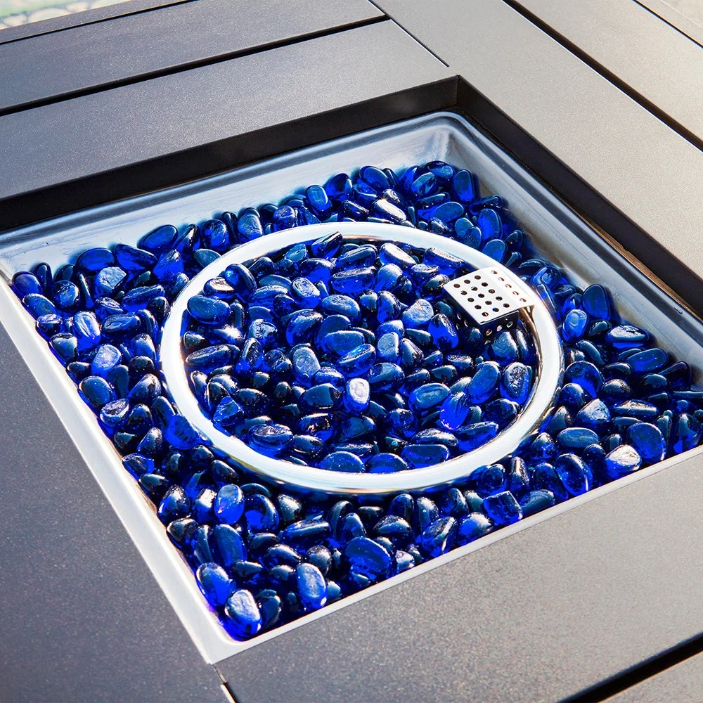 32 Inch 50,000 BTU Patio Wicker & Steel Square Patio Propane Fire Pit Table