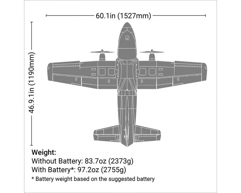 E-flite EC-1500 BNF Twin Basic Electric Airplane✈️