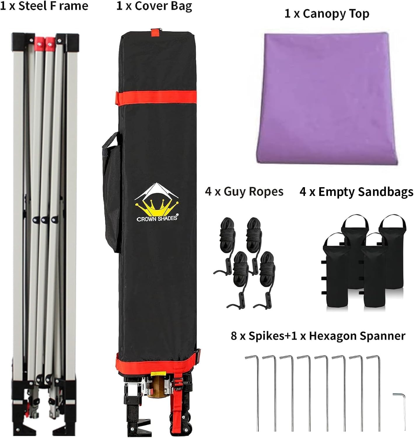 CROWN SHADES 10x10 Pop Up Canopy - Beach Tent with One Push Setup - Easy Outdoor Sun Shade for Events, Parties, Camping - Gazebo with STO-N-Go Cover Bag, Silver Coated Top, Black