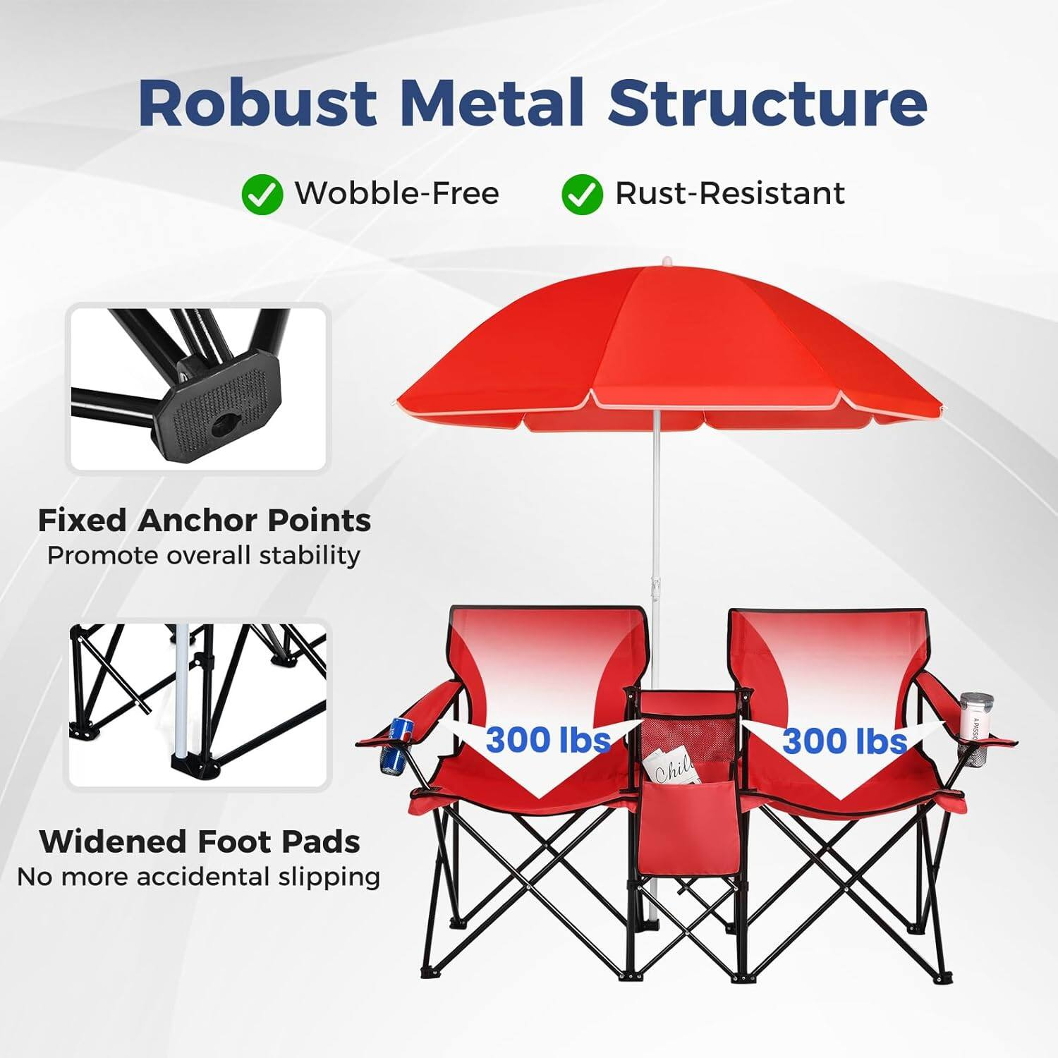 💝Last Day Sale - Folding Double Camping Chair with Mini Table🔥Buy 2 Free Shipping