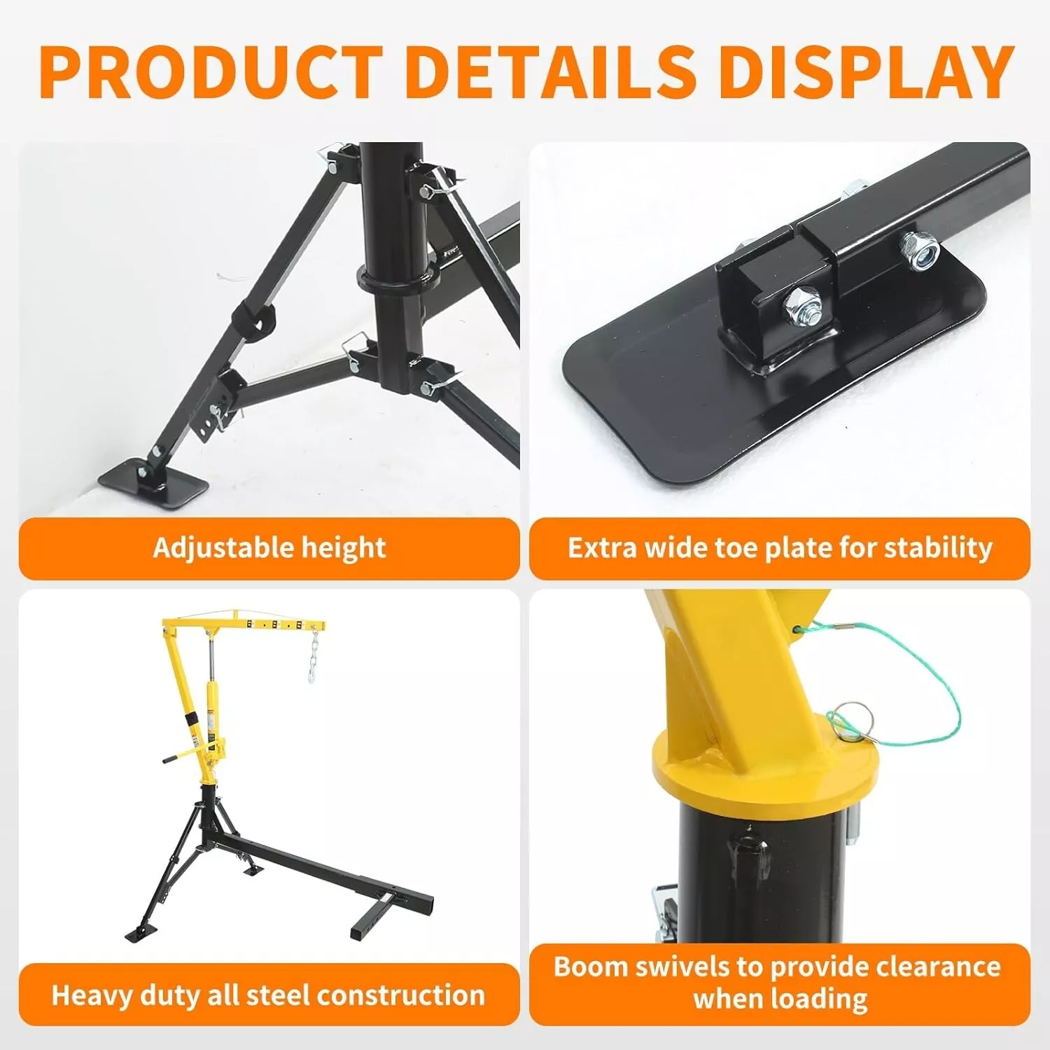 🔥Today's Specials🎉Outdoor Hydraulic Receiver Hitch Crane – 450kg/1000 lbs Capacity