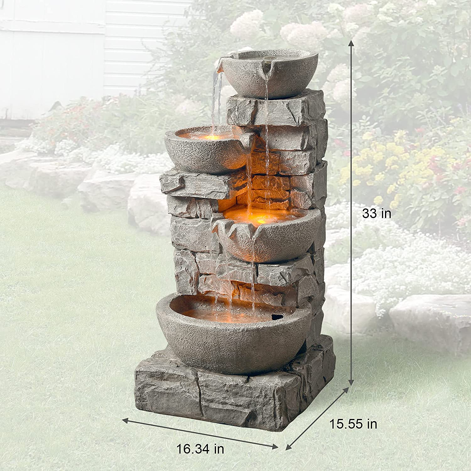 🎉Today's Specials🔥4 Tiered Stacked Stone Waterfall Fountain