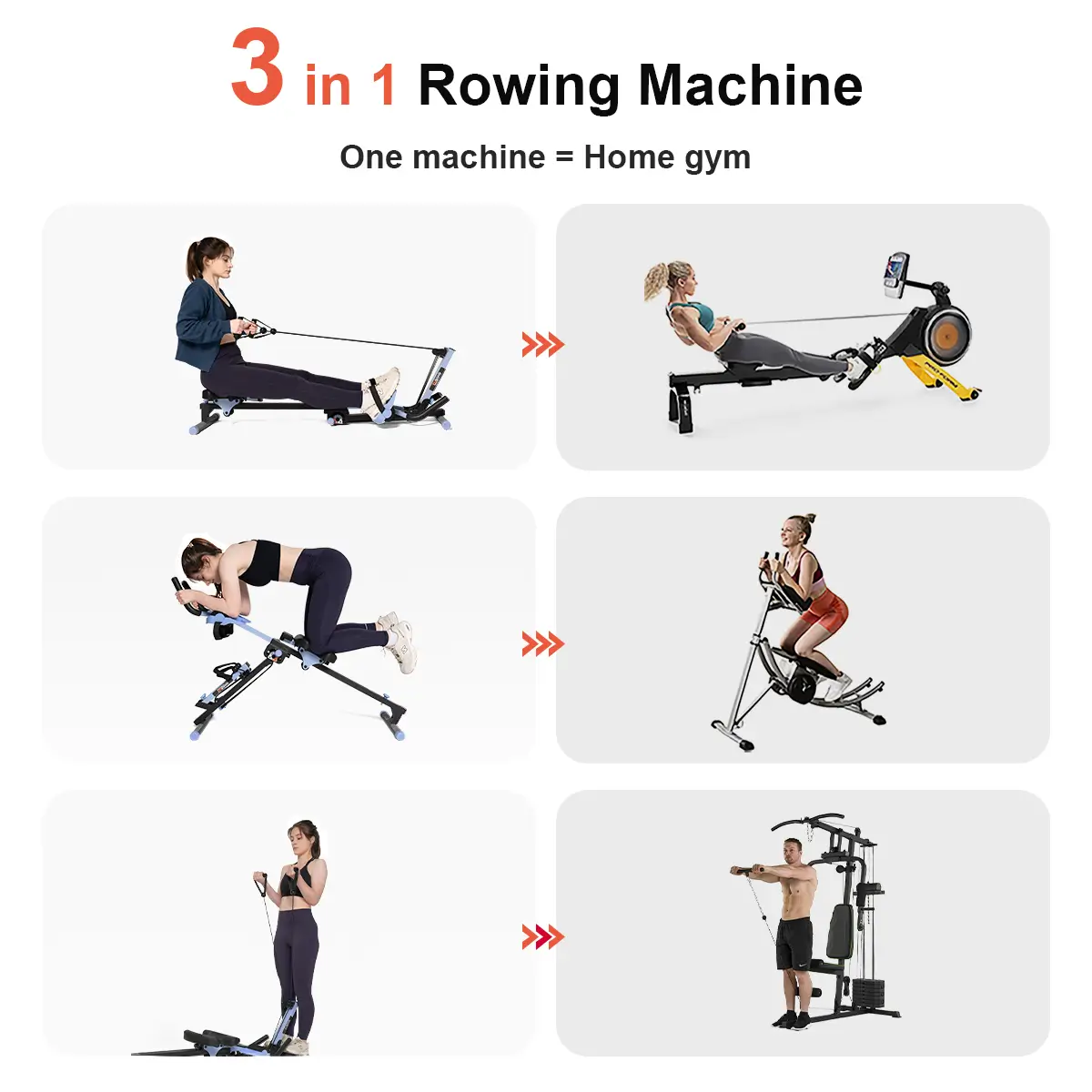 Tousains 3 in 1 Rowing Machine